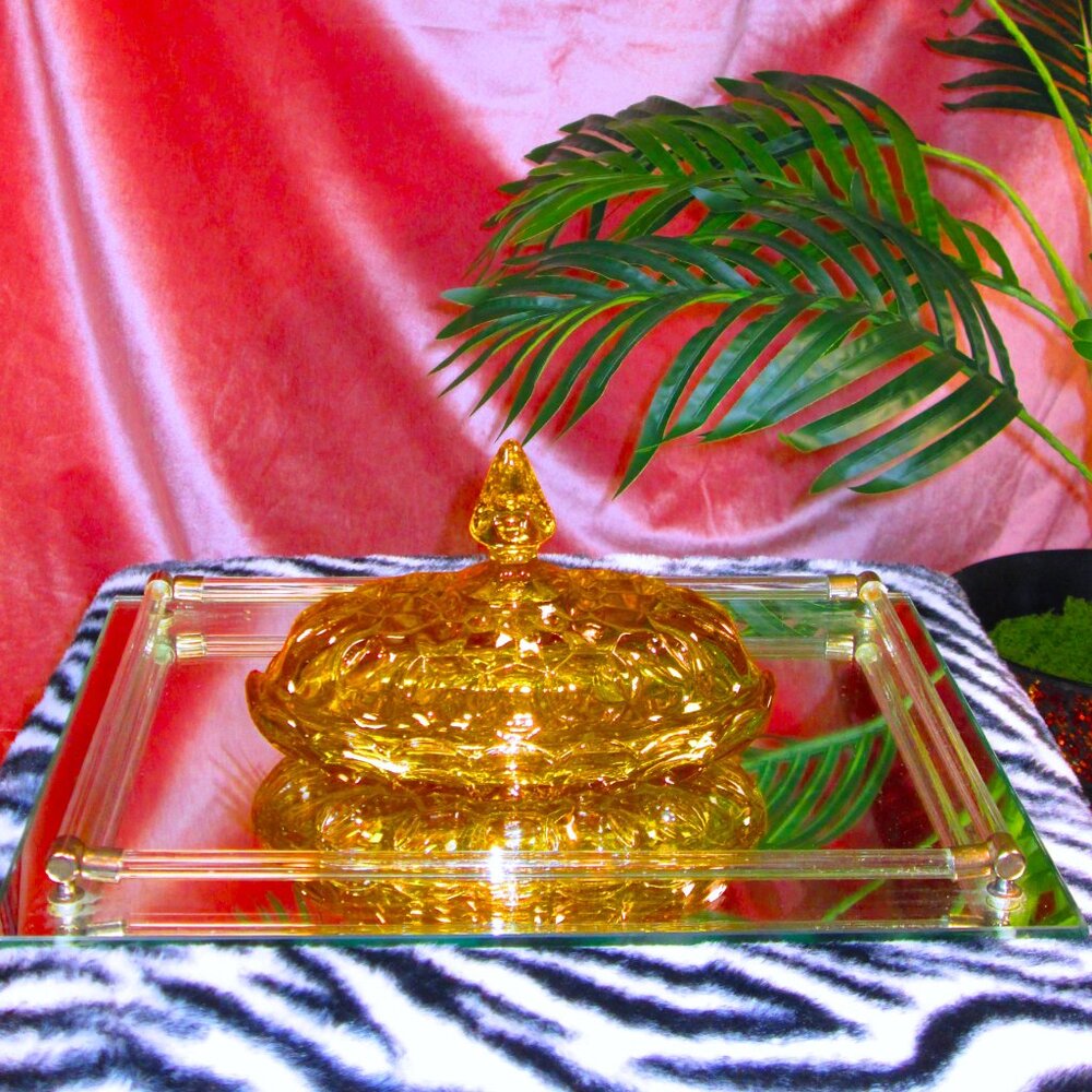Anchor Hocking Fairfield Honey Gold Amber Butter Dish Lidded